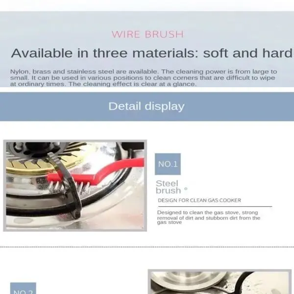 Picture of 3Pcs Kitchen Gas Stove Cleaning Brush Household Gap Brush Wire Brush Decontamination Tool Practical Kitchen Accessories-Multicolor