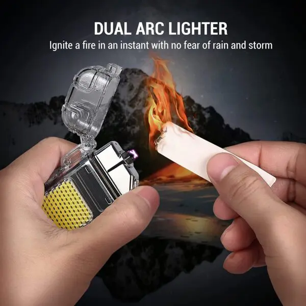 Picture of Waterproof Dual Arc Lighter With COB Light Type C Charge Outdoor Camping BBQ Survive Ignition Luminous Electric Pulse Lighter-The Asia Express-Multicolor