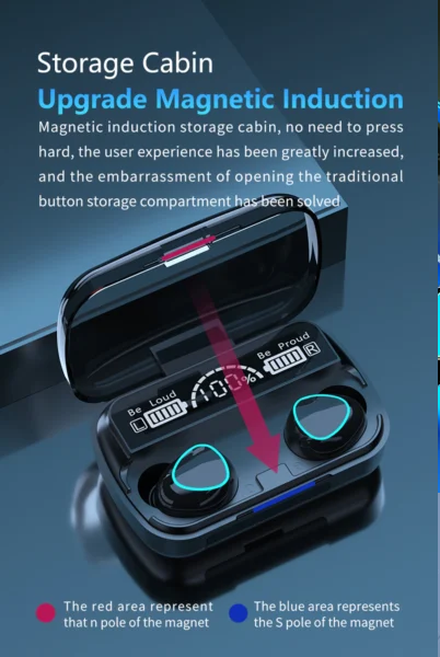 Picture of M10 TWS Earphone 9D Stereo LED Digital Display Touch CVC8.0 Digital Noise Reduction Technology - Black
