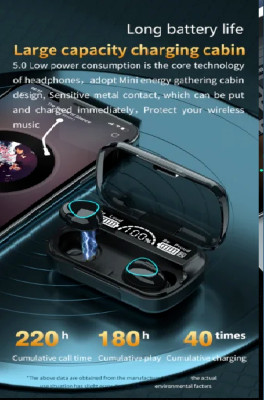 Picture of M10 TWS Earphone 9D Stereo LED Digital Display Touch CVC8.0 Digital Noise Reduction Technology - Black