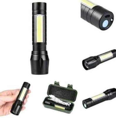 Picture of Rechargeable Flashlight Torch LED USB Portable Torches 3 Modes Zoom Mini Camping Lighting-Black