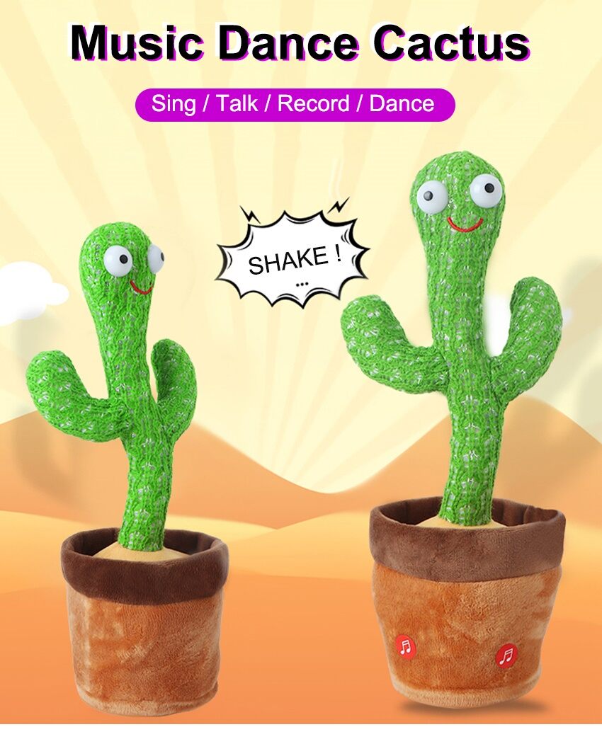 Picture of Dancing Cactus P Toy 120 English Songs Cute Plush Toy playing with babies-Green