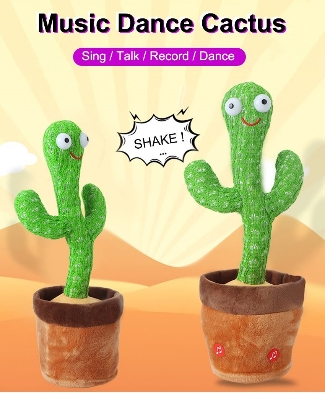 Picture of Dancing Cactus P Toy 120 English Songs Cute Plush Toy playing with babies-Green