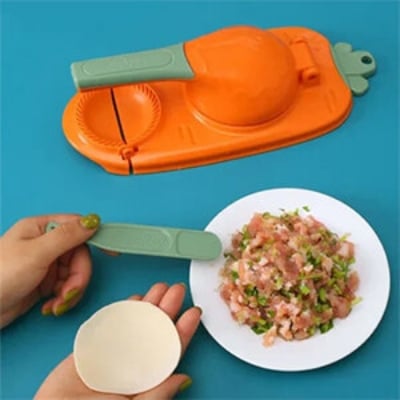 Picture of Dumpling Maker 2 In 1 Dumpling Mold Pressure Manual Wrapper Making Plastic Mold Dough Pressing Tool Kitchen Baking Accessories With Spoon Kuli Pitha maker 2 in 1 magic pitha maker ,momo maker-Multicolor