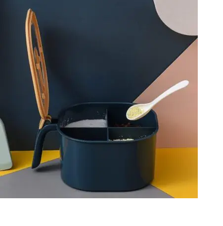 Picture of Multi Storage 4 Section Kitchen Spices Lid Box With Spoons pice Storage Spice Containers with Serving Spoons Spices Storage Box-Multicolor