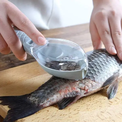 Picture of bottomTagUrl Fish Clean Scales with Cover fish scaler scraper remover fish skin brush scraping fishing Fish Scraping Fishing Scale Brush Graters Fast Remove Fish cooking tool-Multicolor