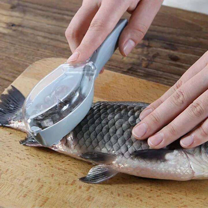 Picture of bottomTagUrl Fish Clean Scales with Cover fish scaler scraper remover fish skin brush scraping fishing Fish Scraping Fishing Scale Brush Graters Fast Remove Fish cooking tool-Multicolor
