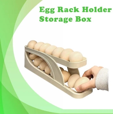 Picture of Automatic Roll-Down Double-Layer Egg Organizer, Automatic Scrolling Egg Dispenser Holder Storage Box Container Refrigerator for Refrigerator Kitchen Cabinet-1pcs-Multicolor