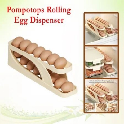 Picture of Automatic Roll-Down Double-Layer Egg Organizer, Automatic Scrolling Egg Dispenser Holder Storage Box Container Refrigerator for Refrigerator Kitchen Cabinet-1pcs-Multicolor