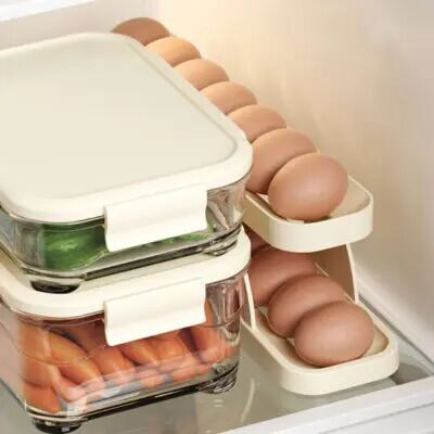 Picture of Automatic Roll-Down Double-Layer Egg Organizer, Automatic Scrolling Egg Dispenser Holder Storage Box Container Refrigerator for Refrigerator Kitchen Cabinet-1pcs-Multicolor