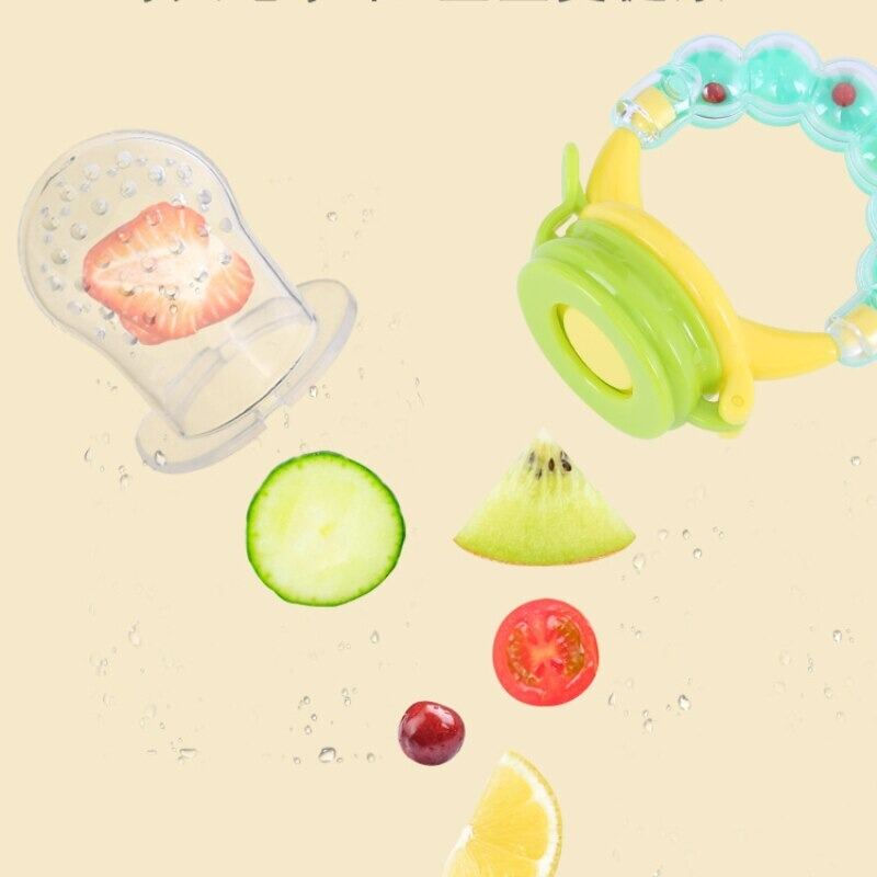Picture of bottomTagUrl Baby Food Nibbler Feeding Spoon Bell Ring Juice Extractor Pacifier Chew Silicone Gum Fruit Vegetable Bite Eat Auxiliary Bottles-Multicolor