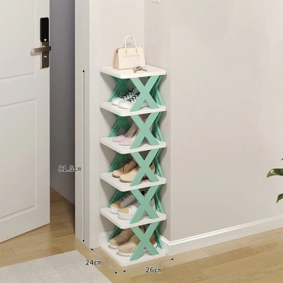 Picture of Creative 5-layer Shoe Rack Storage Organizer Simple Plastic Household Multi-function Space-saving Folding Shoe Stacker Shelf Large Size