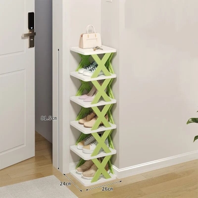 Picture of Creative 5-layer Shoe Rack Storage Organizer Simple Plastic Household Multi-function Space-saving Folding Shoe Stacker Shelf Large Size