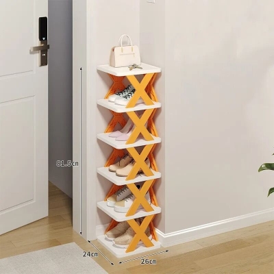 Picture of Creative 5-layer Shoe Rack Storage Organizer Simple Plastic Household Multi-function Space-saving Folding Shoe Stacker Shelf Large Size