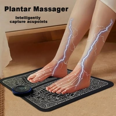 Picture of EMS Electric Foot Massager Pad Relief Pain Relax Feet Acupoints Massage Mat Shock Muscle Stimulation Improve Blood Circulation,asiaexpress-Black