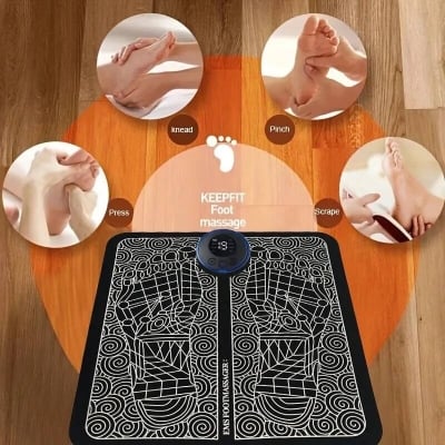 Picture of EMS Electric Foot Massager Pad Relief Pain Relax Feet Acupoints Massage Mat Shock Muscle Stimulation Improve Blood Circulation,asiaexpress-Black