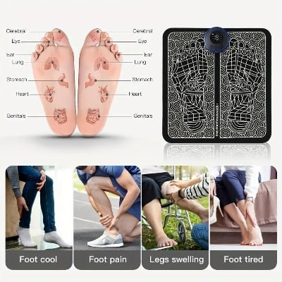 Picture of EMS Electric Foot Massager Pad Relief Pain Relax Feet Acupoints Massage Mat Shock Muscle Stimulation Improve Blood Circulation,asiaexpress-Black