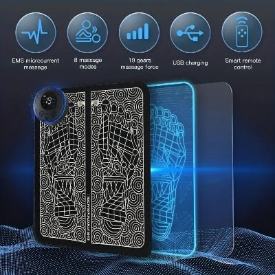 Picture of EMS Electric Foot Massager Pad Relief Pain Relax Feet Acupoints Massage Mat Shock Muscle Stimulation Improve Blood Circulation,asiaexpress-Black