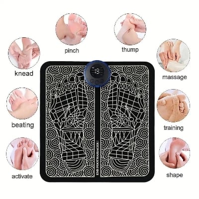Picture of EMS Electric Foot Massager Pad Relief Pain Relax Feet Acupoints Massage Mat Shock Muscle Stimulation Improve Blood Circulation,asiaexpress-Black