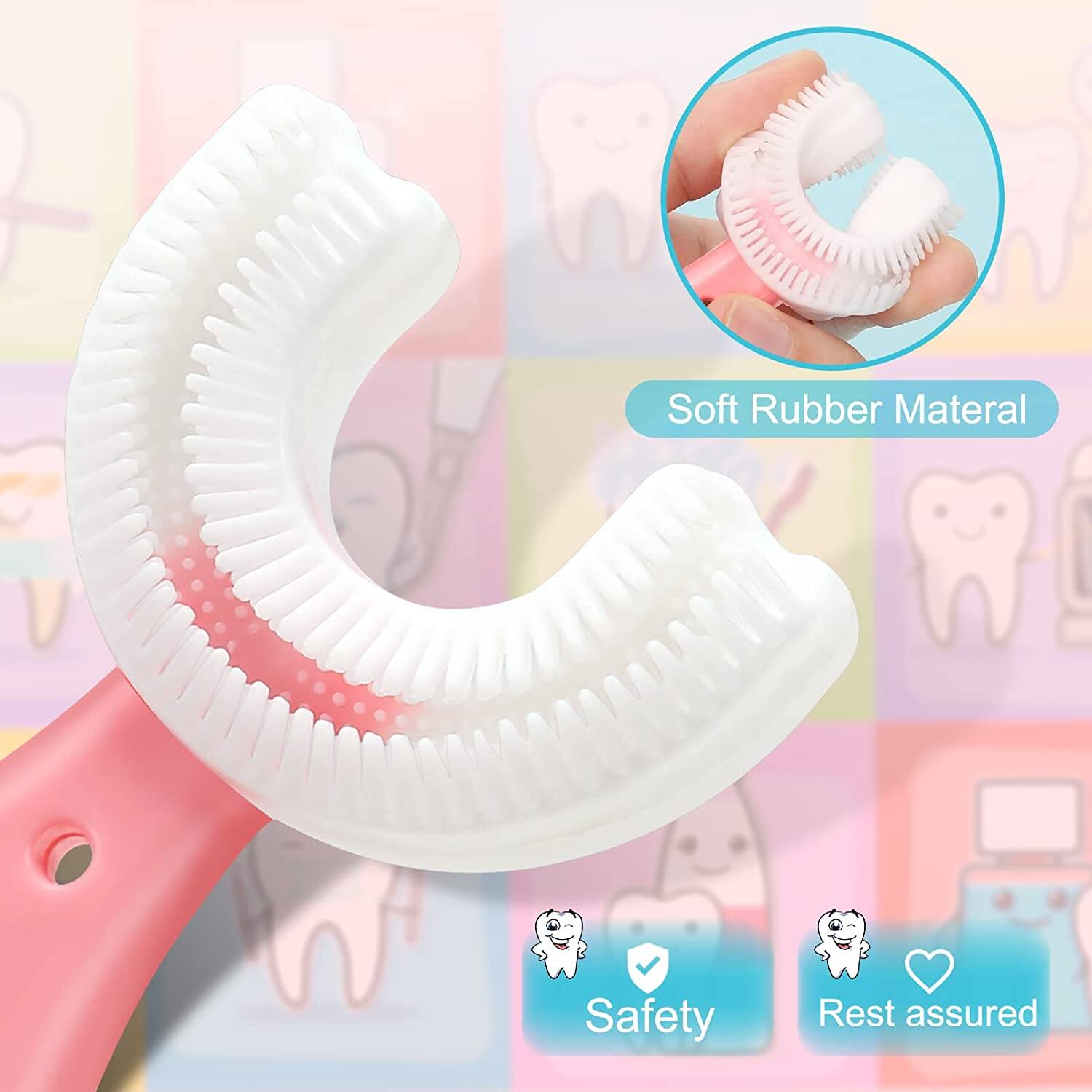 Picture of Silicone Baby Tooth Cleaner Brush Teether Brushes Oral U Shape Silicone Soft Head 360 Degree Deep Cleaning Brush Silicone Soft Head 360 Degree Deep Cleaning Brush For 6-12 Years Old Children-Multicolor