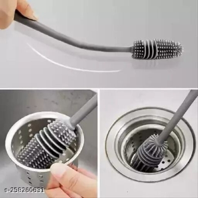 Picture of Silicone Bottle Cleaning Brush, Tpr Made Flexible Bristles Brush, Soft Cleaning Brush
