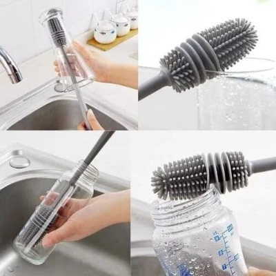 Picture of Silicone Bottle Cleaning Brush, Tpr Made Flexible Bristles Brush, Soft Cleaning Brush