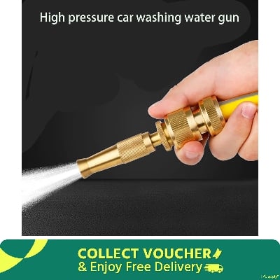 Picture of High Pressure Water Gun,Household Pure Copper,Direct Spray Gun,Flower Watering Tool Adjustable Pressure Washer water nozzle spray-Gold
