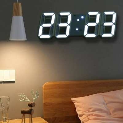 Picture of 3D LED Digital Clock Electronic Table Clock Alarm Clock Wall Glowing Hanging Clocks,asiaexpress-White