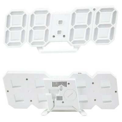 Picture of 3D LED Digital Clock Electronic Table Clock Alarm Clock Wall Glowing Hanging Clocks,asiaexpress-White