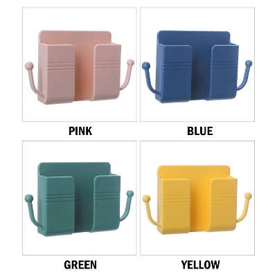 Picture of 1pcs Wall Mounted Organizer Storage Box Remote Control Mounted Mobile Phone Plug Wall Holder Charging Multifunction Holder Stand - cloth stand-Multicolor