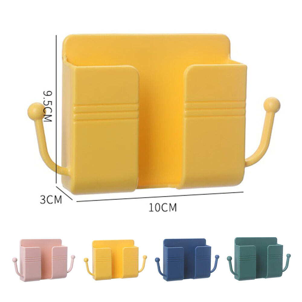 Picture of 1pcs Wall Mounted Organizer Storage Box Remote Control Mounted Mobile Phone Plug Wall Holder Charging Multifunction Holder Stand - cloth stand-Multicolor