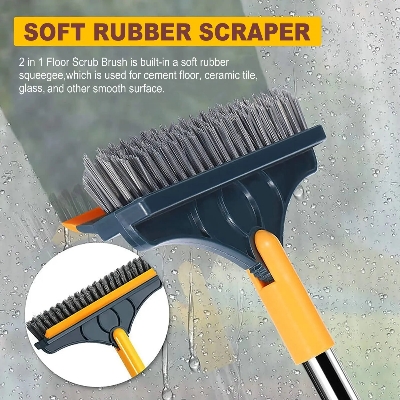 Picture of Household Cleaning Brush Adjustable Long Handle Floor Brush Kitchen Magic Broom for Washing Windows Tile Corner Gap Toilet Tools bathroom brush-Multicolor