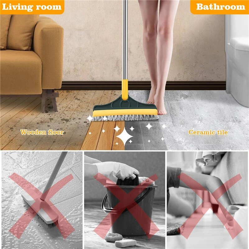 Picture of Household Cleaning Brush Adjustable Long Handle Floor Brush Kitchen Magic Broom for Washing Windows Tile Corner Gap Toilet Tools bathroom brush-Multicolor