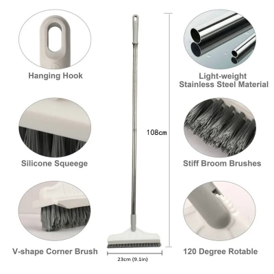 Picture of Household Cleaning Brush Adjustable Long Handle Floor Brush Kitchen Magic Broom for Washing Windows Tile Corner Gap Toilet Tools bathroom brush-Multicolor