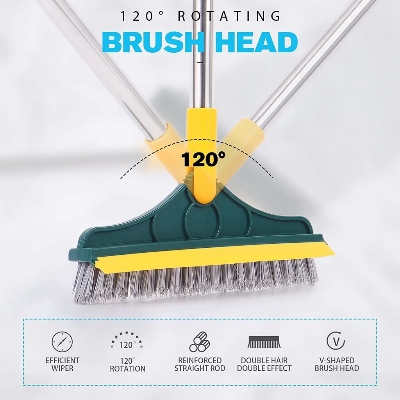 Picture of Household Cleaning Brush Adjustable Long Handle Floor Brush Kitchen Magic Broom for Washing Windows Tile Corner Gap Toilet Tools bathroom brush-Multicolor