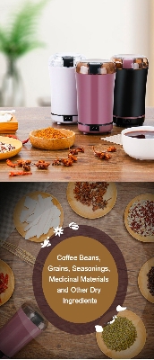 Picture of Mini Electric Coffee Grinder Powerful Cafe Grass Nuts Herbs Grains Pepper Tobacco Spice Flour Mill Coffee Beans Grinder Machine-Multicolor
