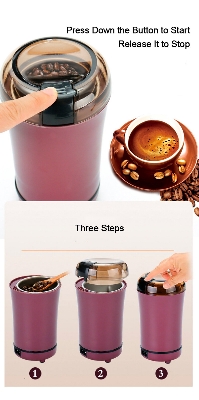 Picture of Mini Electric Coffee Grinder Powerful Cafe Grass Nuts Herbs Grains Pepper Tobacco Spice Flour Mill Coffee Beans Grinder Machine-Multicolor