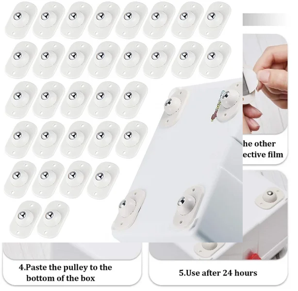 Picture of 4 Pcs Professional Furniture Transport Lifter tool Set,Mini Swivel 360° Rotatable Caster_Wheels Self Adhesive Universal Wheels Boxes Small Furniture 4 Pcs-White