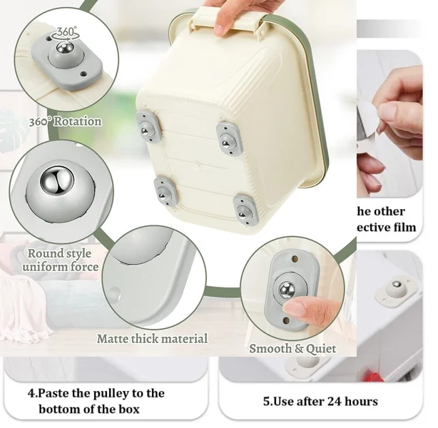 Picture of 4 Pcs Professional Furniture Transport Lifter tool Set,Mini Swivel 360° Rotatable Caster_Wheels Self Adhesive Universal Wheels Boxes Small Furniture 4 Pcs-White