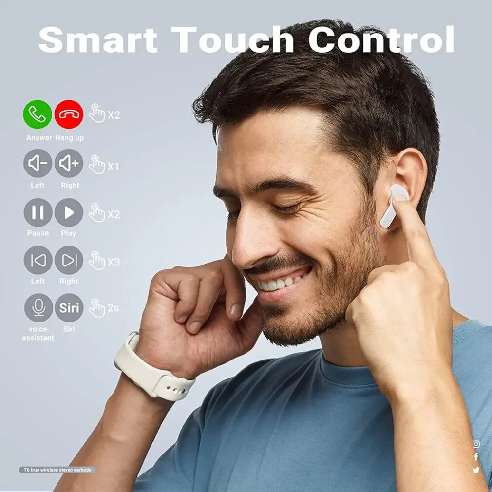 Picture of BT30 ENC Noise Canceling Wireless Bluetooth Earbuds HiFi Stereo Headphones with Digital Display Charging Case asiaexpress-Multicolor