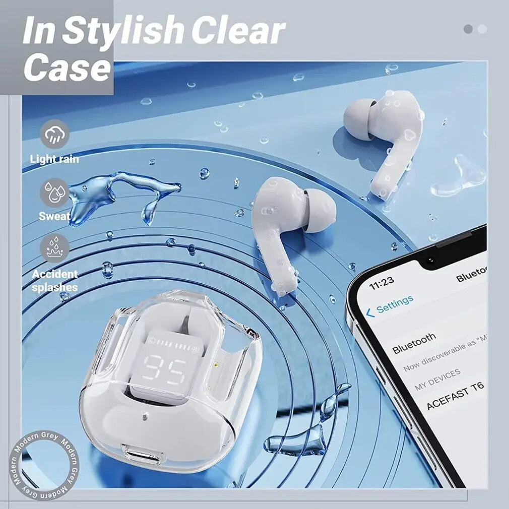Picture of BT30 ENC Noise Canceling Wireless Bluetooth Earbuds HiFi Stereo Headphones with Digital Display Charging Case asiaexpress-Multicolor