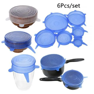 Picture of 6-Piece Food Silicone Cover Universal Lids Set - Reusable Stretch Lids For Your Cookware And Bowls-Multicolor
