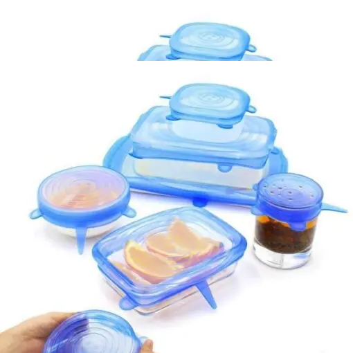 Picture of 6-Piece Food Silicone Cover Universal Lids Set - Reusable Stretch Lids For Your Cookware And Bowls-Multicolor