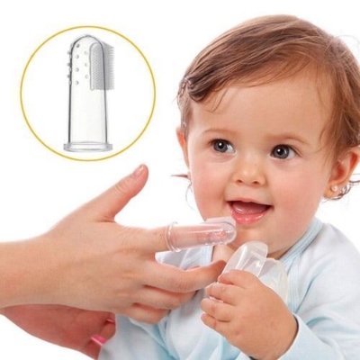 Picture of Baby Finger Toothbrush Silicon Toothbrush+Box Children Teeth Clear Soft Silicone Infant Tooth Brush Rubber Cleaning-Multicolor