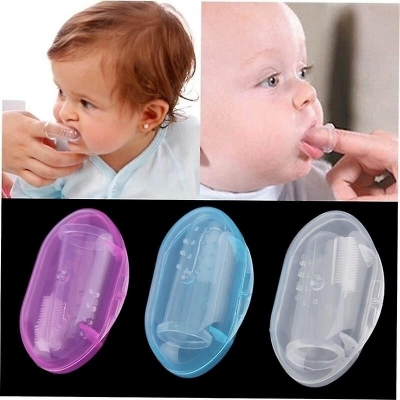 Picture of Baby Finger Toothbrush Silicon Toothbrush+Box Children Teeth Clear Soft Silicone Infant Tooth Brush Rubber Cleaning-Multicolor