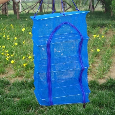 Picture of Foldable 4 Layers Food Drying Net  Rack Hanging Vegetable,Fish, Dishes Dryer Net dryer case 35 X 35 X 65cm PE Hanger food drying case-Blue