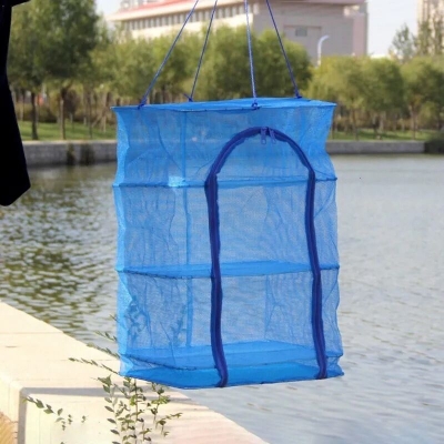 Picture of Foldable 4 Layers Food Drying Net  Rack Hanging Vegetable,Fish, Dishes Dryer Net dryer case 35 X 35 X 65cm PE Hanger food drying case-Blue