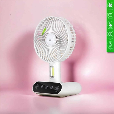 Picture of DP 7624 Rechargeable TableTouch Fan With Lamp USB Charging Portable Handheld 3 Gear Speed Desktop Mini Fan -The Asia Express-White