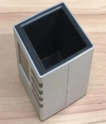 Picture of Pen Holder with Digital Watch - Silver Cube Desk Pen Stand With Digital Clock (Temperature , Alarm & Calendar) | smart pen holder-Silver