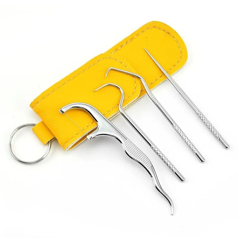 Picture of 4pcs Portable Stainless Steel Toothpick Dental Floss Oral Care Teeth Cleaning For Outdoor_Asia express-Silver